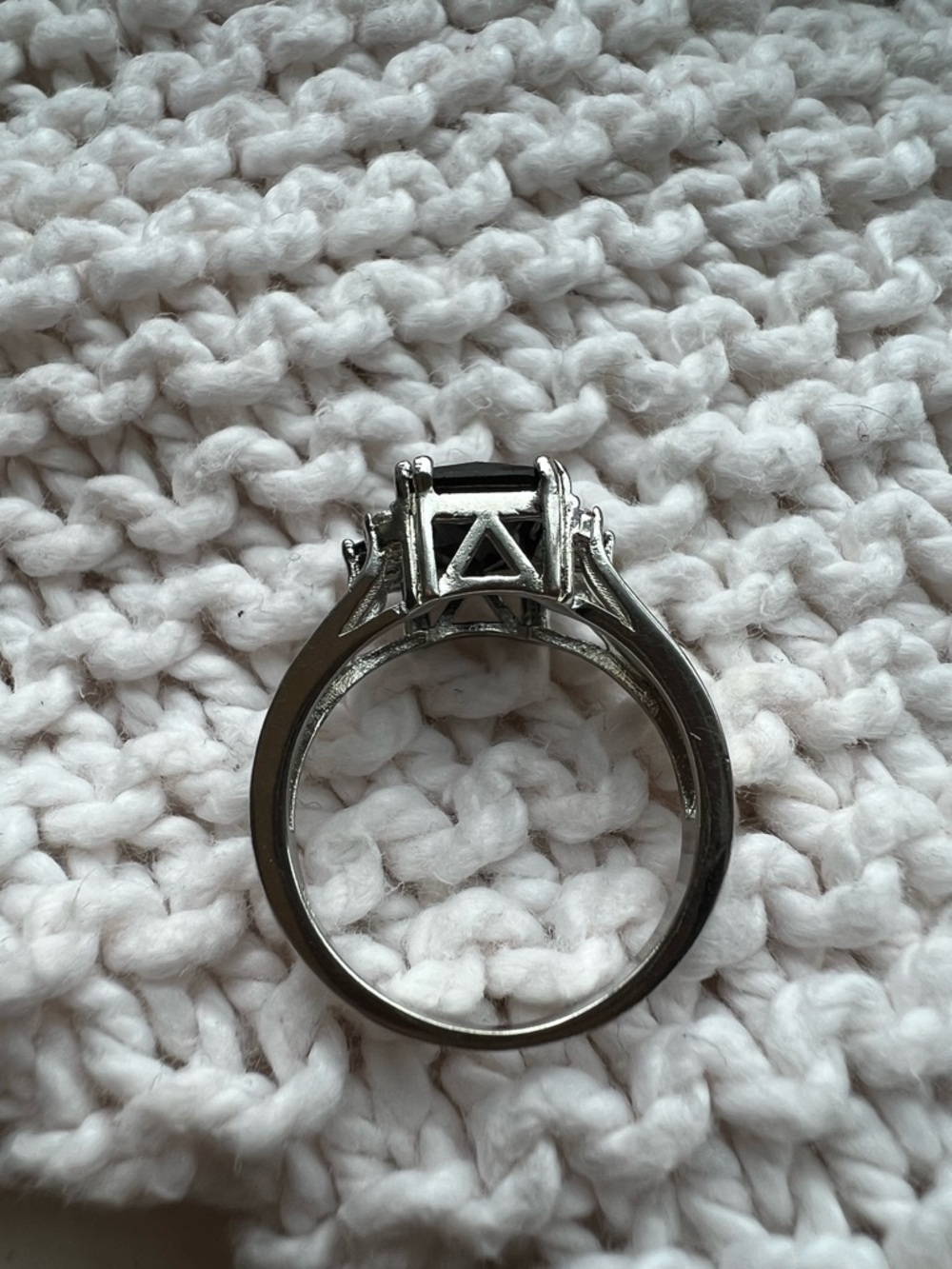 Vintage Unisex Sterling Silver Black Onyx Cocktail Ring with - signed 925 - 9.5 - Picture 3 of 11